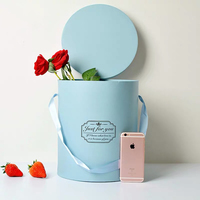 Boîte cylindrique en carton rigide boîte de papier cadeau de fleur ronde avec couvercle de chapeau grand emballage de tube de cylindre de bouquet de velours rose