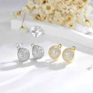 2025 New High Quality Fine Manufacturer Wholesale Fashion Round Zircon Brass 14k <b>Gold</b> <b>Plated</b> <b>Earrings</b> for Women Jewelry - Product Image 1