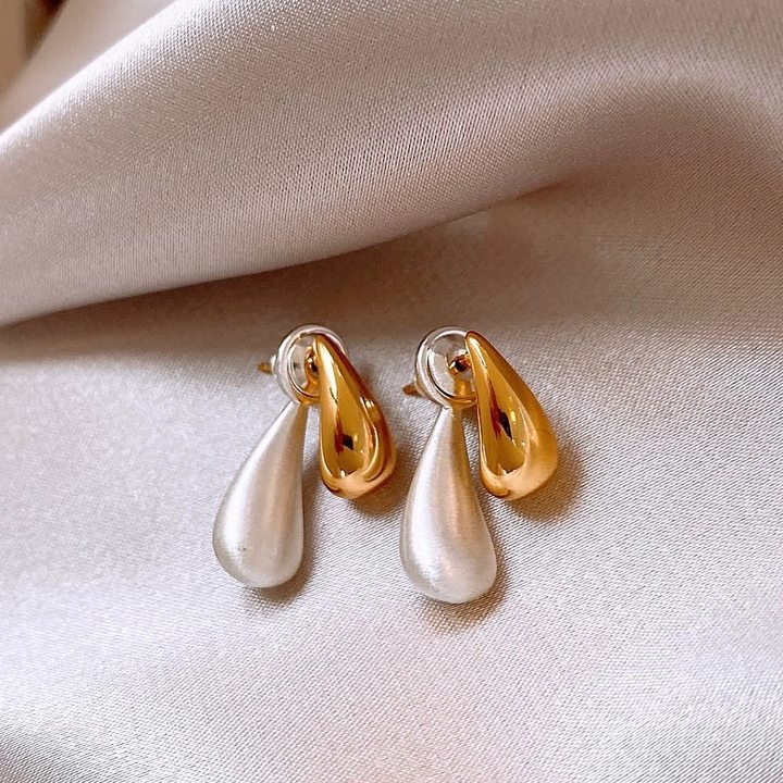gold and silver color block water drop front back wearable