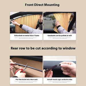 ม่านบังแดดรถยนต์ไนลอนพีวีซีแบบยืดหดได้พร้อมรางแม่เหล็กภายในรถเข็นม่านหน้าต่างด้านข้างฉนวนกันความร้อนสำหรับเด็ก - Product Image 5