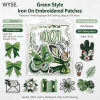 Lot de patchs brodés thermocollants verts en polyester, motifs papillon, champignon, cœur, floral, pour réparation de vêtements et décoration DIY