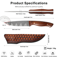 Couteau de chasse et de survie San Mai en acier à lame fixe et manche intégral, avec manche en Cocobolo, pour le camping en extérieur et la préparation des fruits