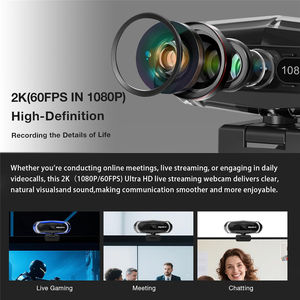 Cámara <span class=keywords><strong>web</strong></span> de transmisión de 1080P 60FPS con enfoque automático, micrófono, luz RGB y trípode, cámara USB para PC/Mac para reuniones en línea de YouTube - Product Image 2