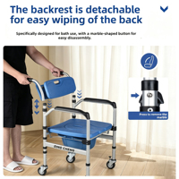 Chaise de bain et de toilette pliable, chaise de douche OEM, conception démontable, siège de bain et chaise de douche avec accoudoirs, direct usine