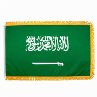 Drapeau personnalisé 3x5 pieds, drapeau d'Arabie Saoudite de qualité supérieure avec franges dorées, résistant pour l'intérieur et l'extérieur