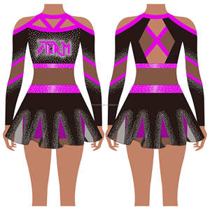 最新人気チアリーディング制服ラインストーン長袖プロデザインチームウェアセクシーチアリーダー衣装 - Product Image 5