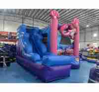 Château gonflable commercial en PVC sur le thème des glaces, combo avec toboggan pour enfants, idéal pour la location de fêtes et les parcs d'attractions
