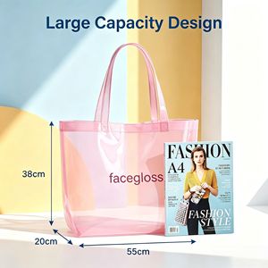 Wholesale Jelly <b>Transparent</b> TPU Handbag Custom Printed Logo Clear Tote <b>Bag</b> For Beauty Shopping <b>Bag</b> for Women - Product Image 5