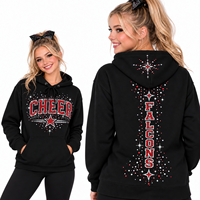 Hoodie Cheerleading Custom Berhias Rhinestone, Sweatshirt Tim untuk Remaja Putri, Pakaian Latihan Cheer, Pullover Logo Personal