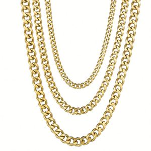 Stainless Steel Bulk <b>Silver</b> Men Jewelry Women Bracelet Gold Necklace Set 18K Black Miami Cuban Link Chain - Product Image 4
