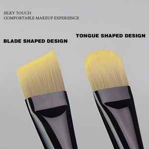 Pinceau <span class=keywords><strong>de</strong></span> maquillage M53 ultra-fin à manche en bois, en fibres synthétiques, à tête plate biseautée, nacré, sans couture, pour fond <span class=keywords><strong>de</strong></span> teint, ne retient pas le maquillage - Product Image 4