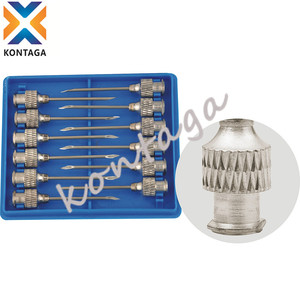 <span class=keywords><strong>Aiguille</strong></span> de <span class=keywords><strong>seringue</strong></span> en acier inoxydable à taille variable KTG12084 14-23G 1/4''-1 1/2'' <span class=keywords><strong>avec</strong></span> moyeu moleté rond pour applications avicoles et animales - Product Image 1