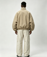 Blouson bomber en nylon Taslan froissé style cargo utilitaire, coupe ample et carrée, vêtement d'extérieur, poches ajustables, broderie de logo personnalisée