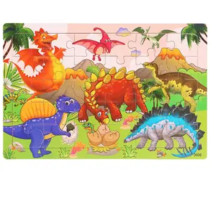 30 Pcs Wood Level Up Puzzles Toys Traffic Wild Animal Dinosaur Princess Jigsaw Puzzle Toy For Kids