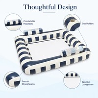 Île flottante gonflable pour piscine, canapé aquatique avec 2 appuie-têtes et porte-gobelets, en PVC robuste