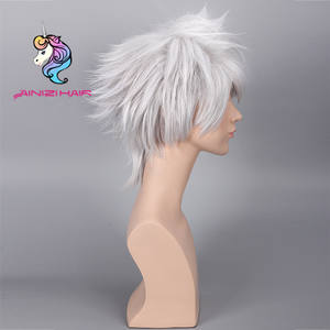 Pelucas de <span class=keywords><strong>Cosplay</strong></span> Ainizi al por Mayor, Color Blanco Plateado, <span class=keywords><strong>Kakashi</strong></span>, Alta Calidad, Precio Económico, 13 Pulgadas, Cortas, Sedosas y Lisas, para Fiestas - Product Image 5