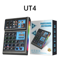 Table de mixage audio portable GAX-UT4 à 2 canaux avec éclairage RVB, interface USB pour podcast, DJ, usage domestique