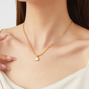 Collier pendentif en acier inoxydable 316L plaqué or 14k 18k, bijoux fantaisie pour femmes, vente en gros - Product Image 2