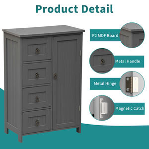 ארון עץ מודרני גדול עץ שידה יהירות 4 עיצוב מגירות - Product Image 5