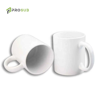 Mug à café conique en céramique Prosub Classic 11oz avec impression par sublimation personnalisée, blanc, compatible lave-vaisselle pour boissons chaudes, vente en gros