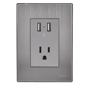 stainless steel wall Duplex Receptacles Manufacturer US Socket Outlet 15A 2 Gang Electrical Receptacle