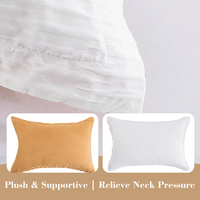 Offre Spéciale – Parure de Lit Moderne Imprimée 4 Pièces en Polyester 100% 125 g/m² Blanc Caramel Seersucker Motif Feuille Double Face (AB)