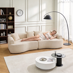 Canapé modulaire en tissu respirant à blocs courbes, multi-tailles, avec éponge compressée sous vide - Product Image 2