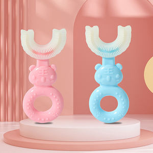 Brosse à dents en silicone souple en forme de U pour bébé YBK à usage domestique mignon carte blister emballée individuellement OEM - Product Image 4