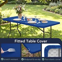Housses de table de pique-nique d'extérieur avec élastique, protège-table pliable lavable pour fête, banquet, remise de diplôme, 30x72 pouces, bleu royal