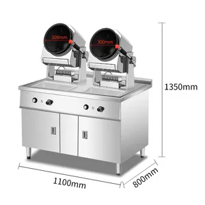 Robot cuiseur à gaz double avec support pour wok de cuisson intelligent