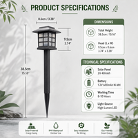 Lampe solaire LED de jardin en forme de maison, pour allée, 3000K, avec capteur de lumière, IP65, pour extérieur, jardin, pelouse, décoration