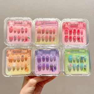 Uñas <span class=keywords><strong>Postizas</strong></span> para Niños, Uñas Acrílicas Artificiales para Niños Pequeños, con Diseño de Frutas y Fresas - Product Image 2