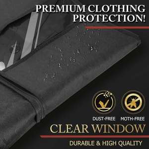 5 Pack 40 Inch Polyester Garment Bag Travel Hanging Suit Storage Bag With Zipper Visible Transparent <b>Window</b> Black - Product Image 5