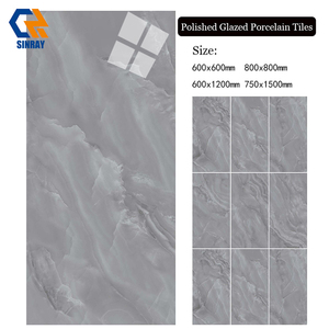 Carreaux de sol et de mur <span class=keywords><strong>en</strong></span> porcelaine brillante à texture de pierre moderne 60x120cm, antidérapants, antibactériens, pour usage intérieur, salle de bain, hôtel - Product Image 1