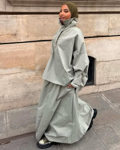 Set in Cotone per Donna, Abbigliamento Casual Elegante con Collo Alto, Stile Arabo Dubai, Outfit Sportivo Modesto 2026 - Product Image 5