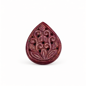 Piedra Tallada con Motivos Florales de Rubí para Colgante - Fortalece las Relaciones y Promueve la Estabilidad - Colgante de Piedra Preciosa - Regalo de Cumpleaños - Product Image 2