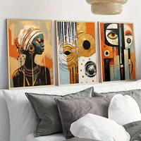 SQ 3 pièces/ensemble abstrait africain noir femmes Art peinture pour salon luxe décor à la maison impressions sur toile encadré mur Art