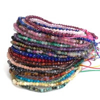 Bracelet ajustable en perles naturelles brillantes de 2 mm, en cristal, quartz, corail et zircon, idéal pour homme et femme, cadeau de fête, vente en gros