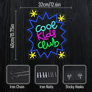 Letreros LED de Neón Cool Kids Club, Regulables, Alimentados por USB, Luz Ambiental, Decoración para Escaparates, Luz Indicadora de Calle, 5V - Product Image 4