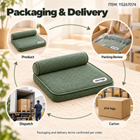 Matelas pour chien rectangulaire en peluche courte vert sauge Yangyangpet avec coussin rebondi