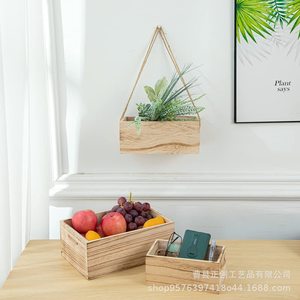 Boîte de rangement en bois rectangulaire empilable sans couvercle, organisateur décoratif mural pour la maison, le bureau, la chambre à coucher, la salle de bain - Product Image 3