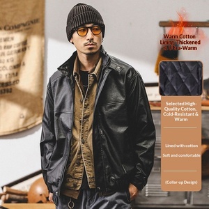 Chaqueta de Cuero Suave Estilo Retro Americano para Hombre, Ropa de Motero de Marca a la Moda, Estilo Otoñal Novedoso y Atractivo para Hombres Fuertes - Product Image 6
