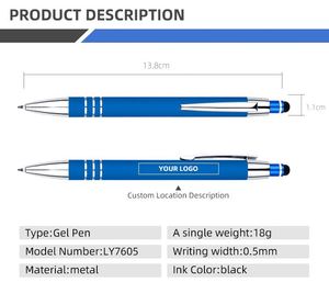 Custom Logo High-End Metal Promotional Gel <b>Pen</b> with 0.5mm Tip and Touch Function for Business - Product Image 2