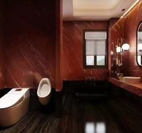Grande dalle de marbre rouge de Bordeaux naturel avec veines dorées, polie, moderne, pour décoration intérieure haut de gamme et luxe léger, idéale pour appartement