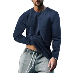 2023 European and American men's autumn round neck long sleeve T-shirt loose pullover casual body marlet shirt