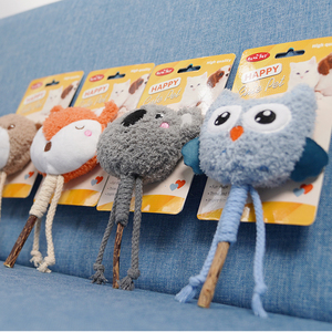 Manufacturer Wholesale Interactive <b>Cat</b> <b>Plush</b> Toy Cute Shape Design <b>Cat</b> Teaser Stick Made of Wood and Pet Material - Product Image 2