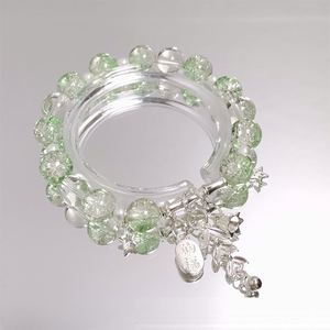 Pulsera de cuentas de cristal esmaltado, joyería de fantasía, pulsera de cuentas de cristal craquelado estilo palomitas de maíz, pulsera con colgante de atrapasueños - Product Image 6