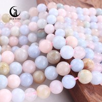 Perles de Morganite naturelle Zhe Ying 6mm 8mm 10mm, niveau 2, mélangées, pierres précieuses de guérison, pour la création de colliers