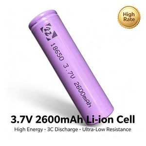 แบตเตอรี่ทรงกระบอก Li-ion 18650 3.7V 2600mAh สำหรับใช้เป็นแบตเตอรี่3C แบตเตอรี่ลิเธียมไอออนในอัตราที่สูงสำหรับเครื่องมือไฟฟ้าหุ่นยนต์ - Product Image 1
