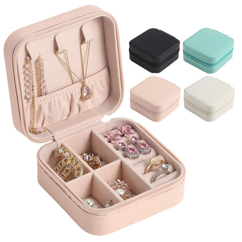 Шкатулка для хранения ювелирных изделий, маленький портативный кожаный футляр для упаковки серег, ожерелий, колец, браслетов, дорожные коробки для украшений